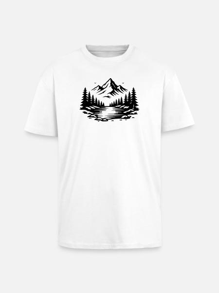 Berge Wald Outdoor Symbol - Oversized Heavyweight Unisex T-Shirt - Weiß