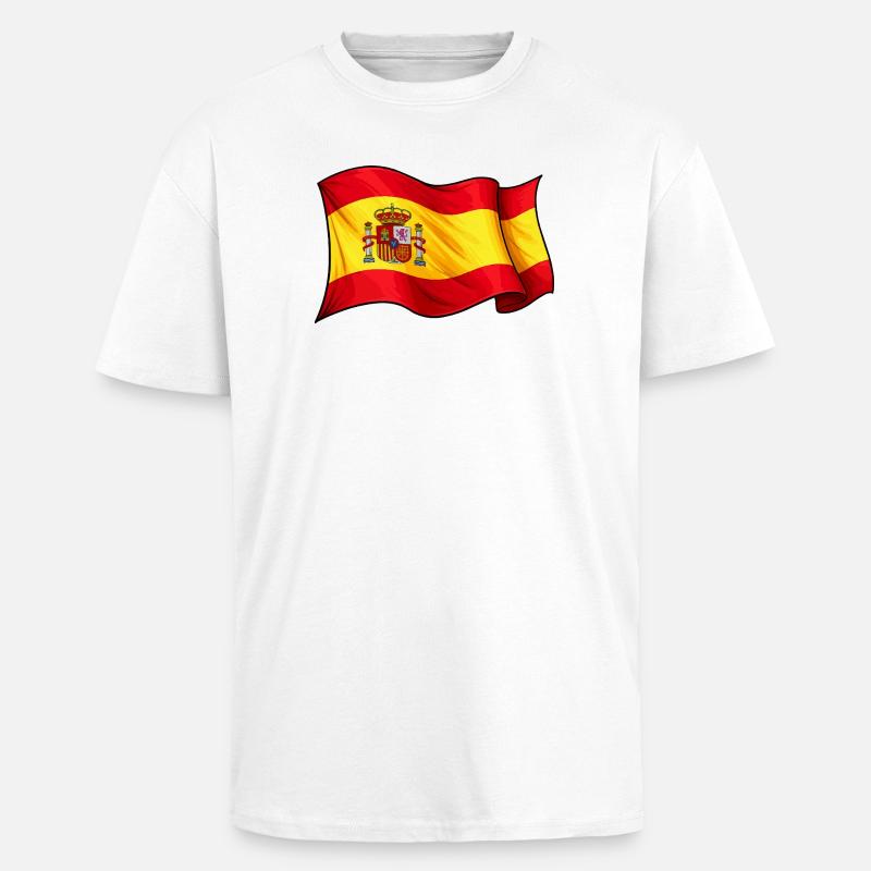Conception des ondes du drapeau espagnol - T-shirt unisexe oversize épais - blanc