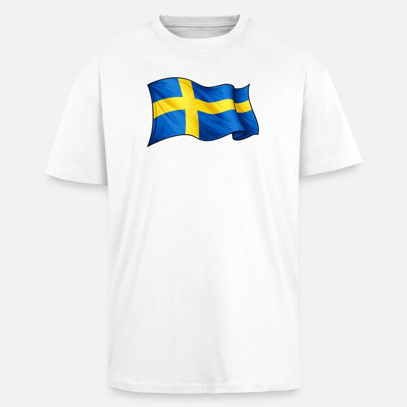 Drapeau de la Suède - T-shirt unisexe oversize épais - blanc