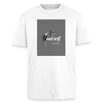 Finden Sie eine monochrome Schrift - Oversized Heavyweight Unisex T-Shirt - Weiß - Vorne - Alina (178cm) & Michal (187cm)