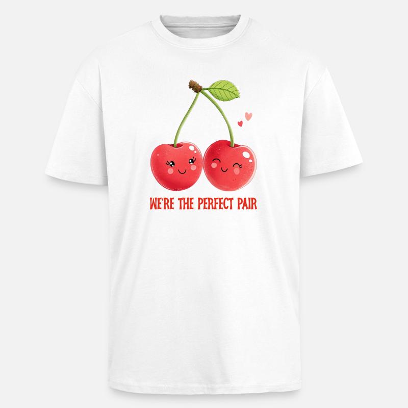 Kirschen-Duo: Ein perfektes Paar Liebe - Oversized Heavyweight Unisex T-Shirt - Weiß
