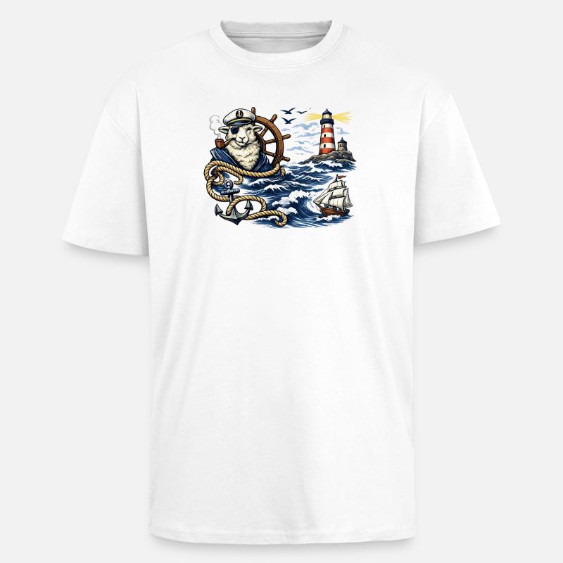 Seefahrer-Schaf im Sturm - Oversized Heavyweight Unisex T-Shirt - Weiß