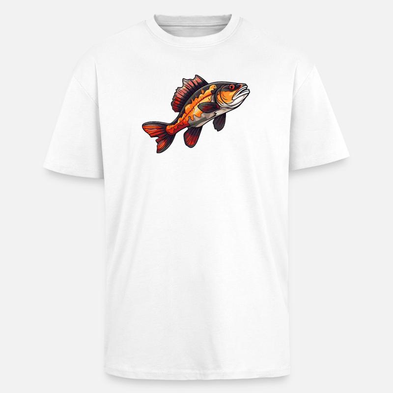 Poisson de dessins animés perches - T-shirt unisexe oversize épais - blanc