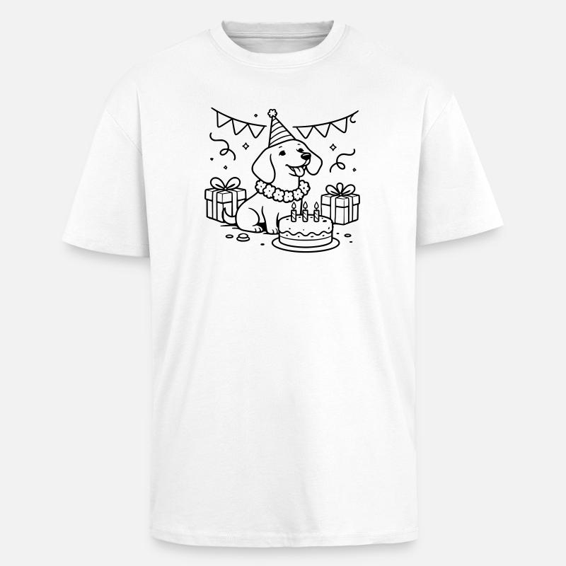 Les enfants du gâteau teckel d’anniversaire - T-shirt unisexe oversize épais - blanc
