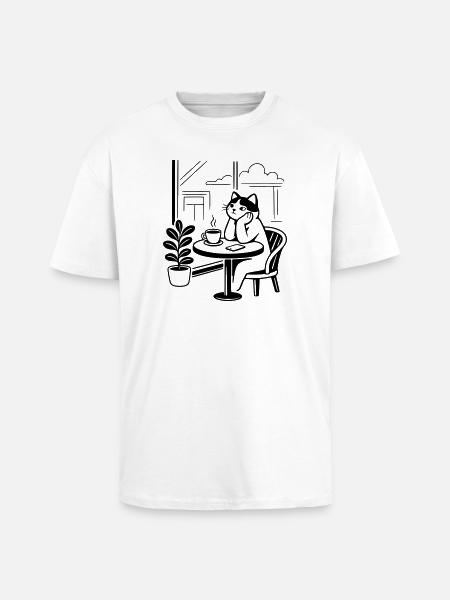 Thoughtful Cat Cafe - Unisex Oversized Heavyweight T-shirt - white