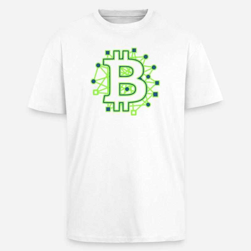 Bitcoin Platine Circuit Tech Krypto - Oversized Heavyweight Unisex T-Shirt - Weiß