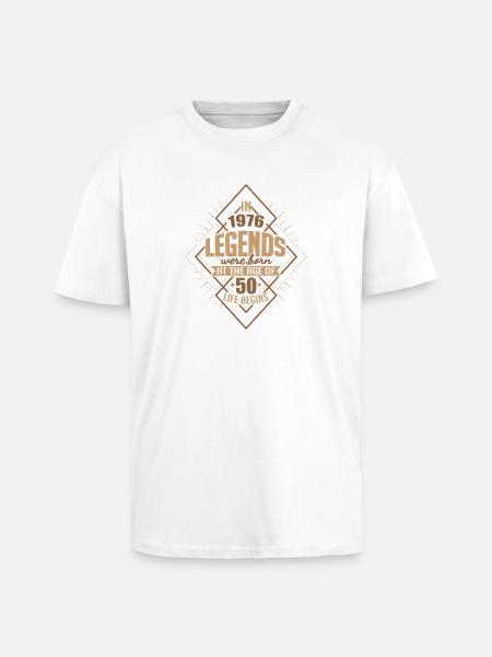 50 legend urodzin urodzonych w 1976 roku Życie się zaczyna - Gruby T-shirt unisex oversize - biały