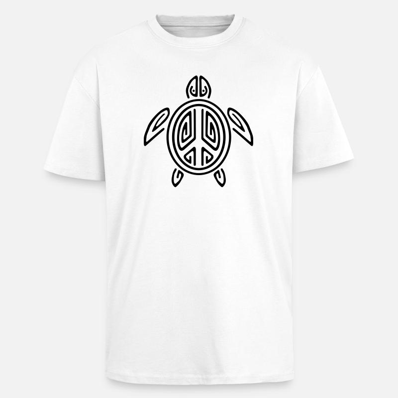 Turtle Peace - Oversized Heavyweight Unisex T-Shirt - Weiß