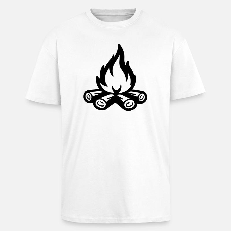 Campfire Symbol Flame - Unisex Oversized Heavyweight T-shirt - white
