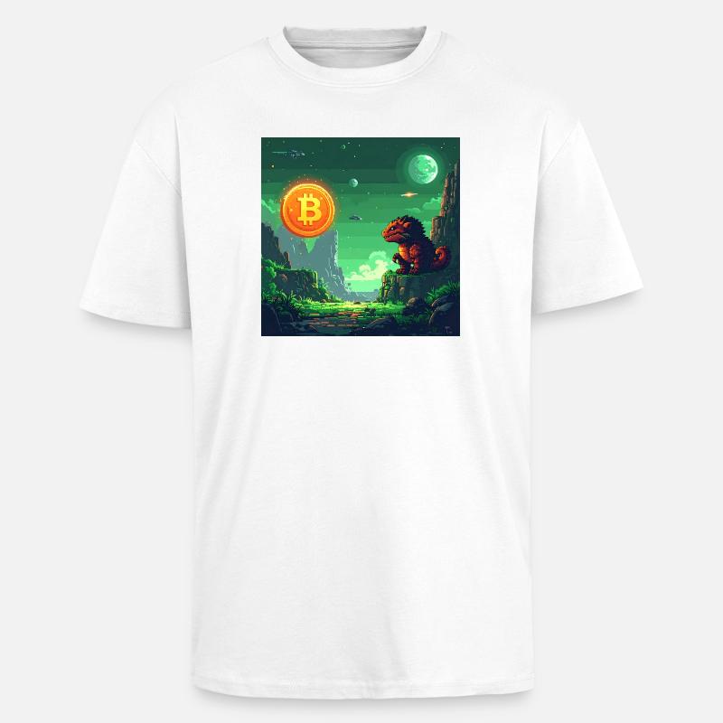 Space Bitcoin Odyssee - Oversized Heavyweight Unisex T-Shirt - Weiß