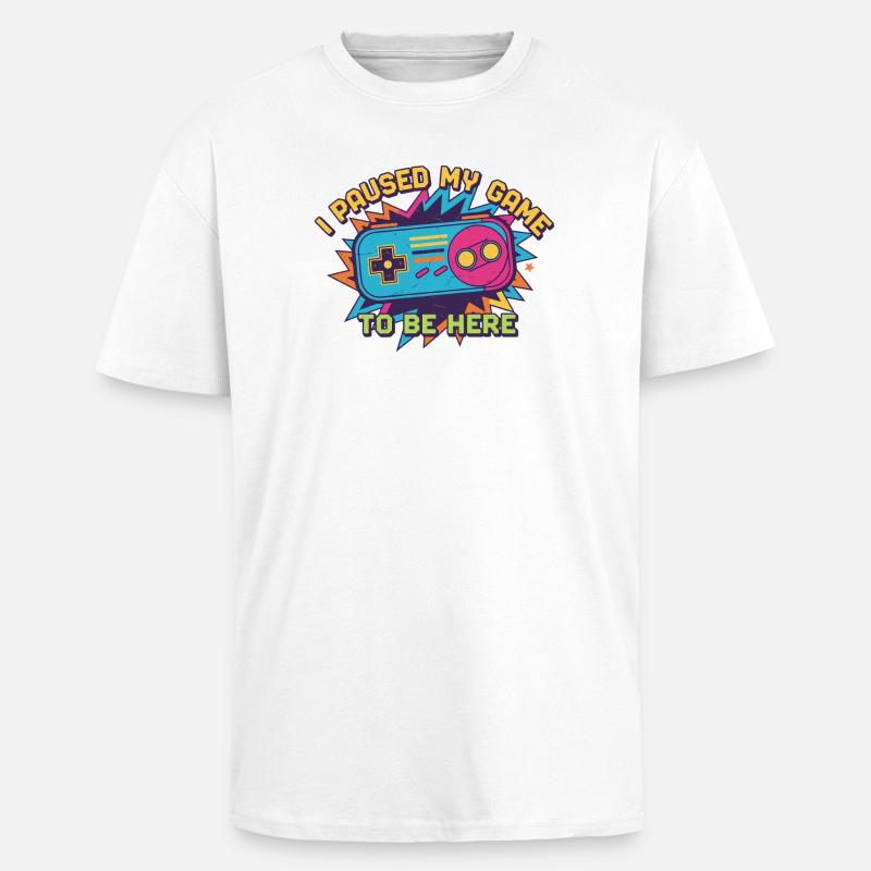 Retro Controller Meme Tee - Oversized Heavyweight Unisex T-Shirt - Weiß