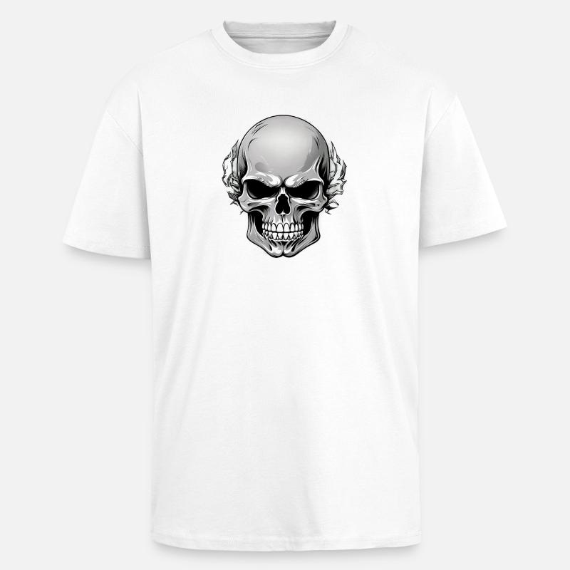 Skull with dark leaf wreath - Unisex Oversized Heavyweight T-shirt - white