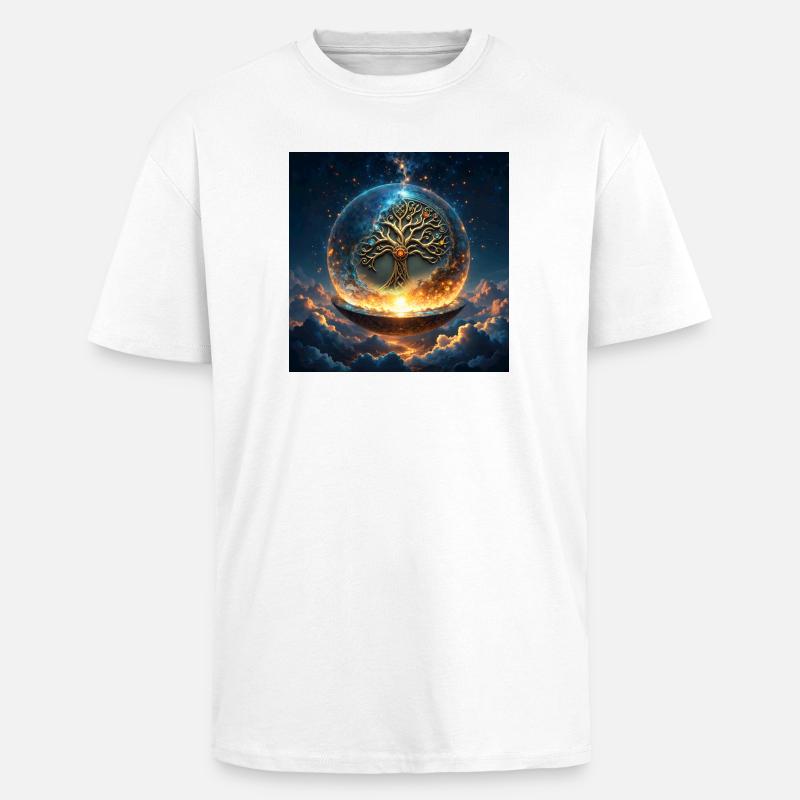 Arbre de l’Orbe Céleste - T-shirt unisexe oversize épais - blanc