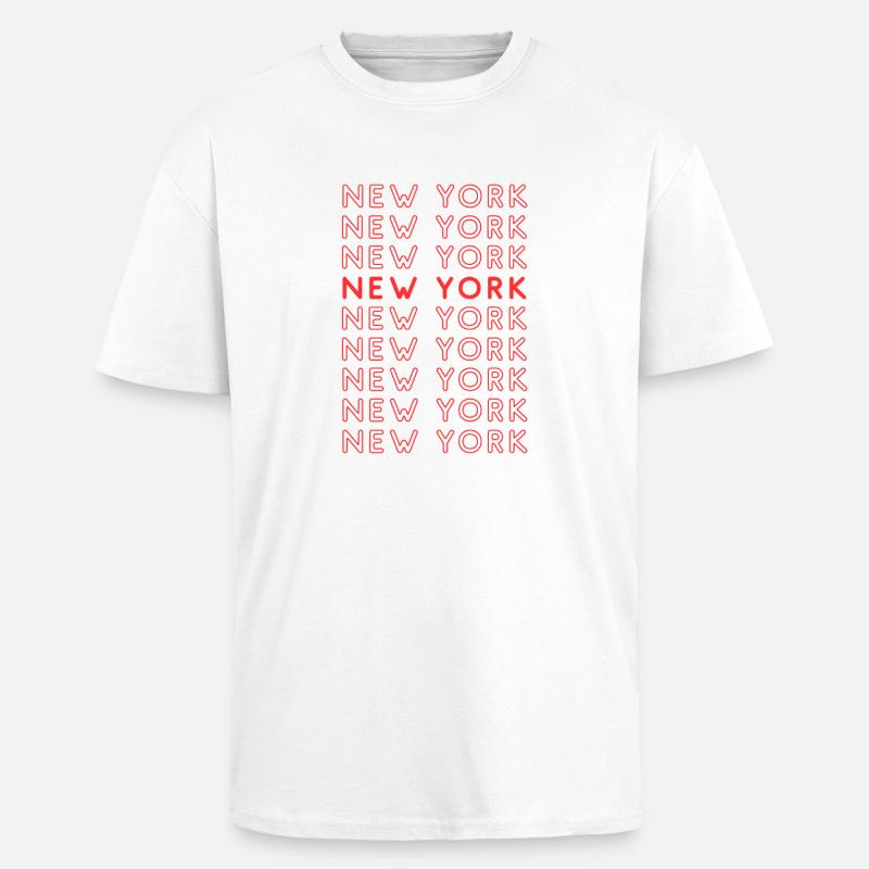 New York Grid Pattern - Unisex Oversized Heavyweight T-shirt - white