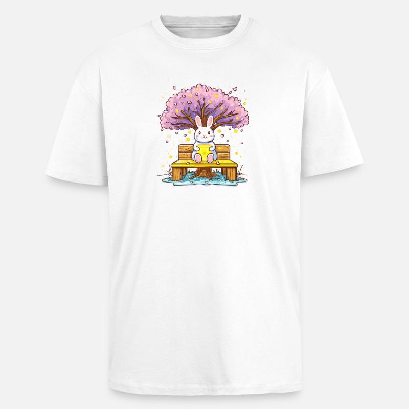 Rabbit with honey on the tree - Unisex Oversized Heavyweight T-shirt - white