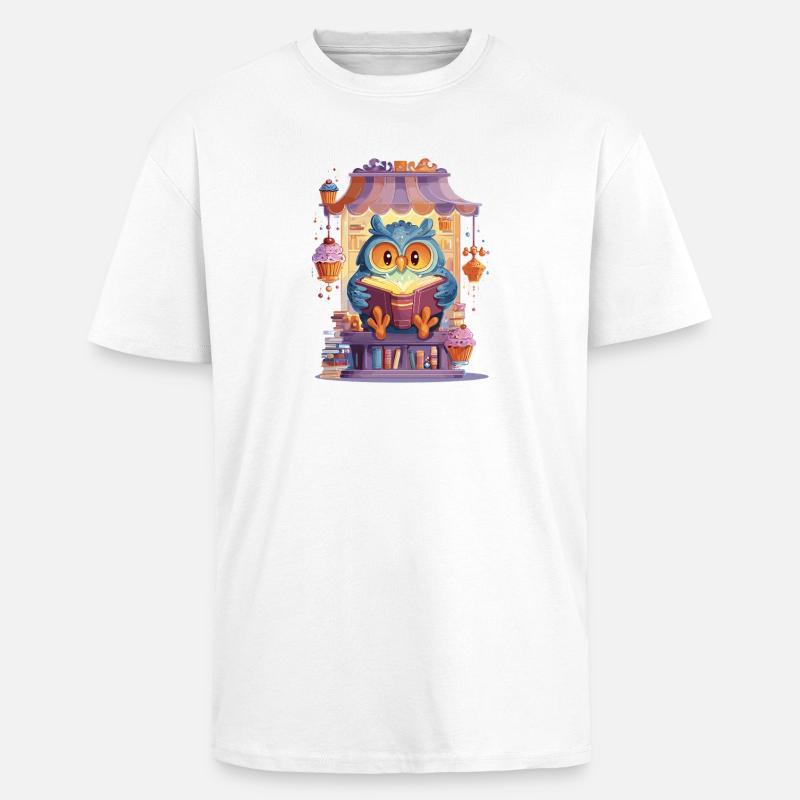 Lese Eule im Kuchenmarkt - Oversized Heavyweight Unisex T-Shirt - Weiß