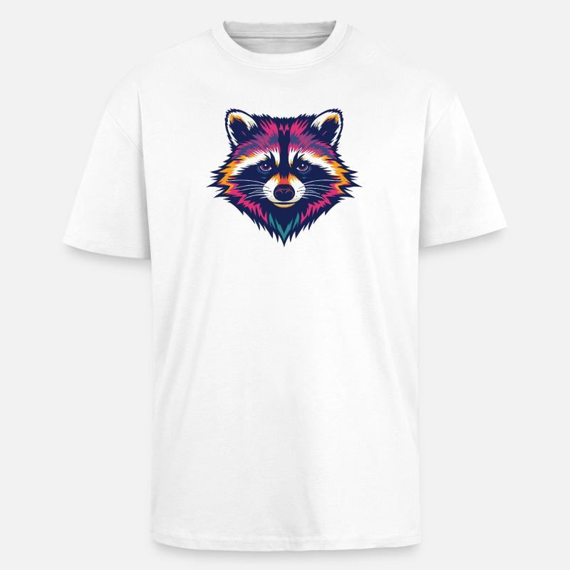 Farbexplosion Waschbär Kopf - Oversized Heavyweight Unisex T-Shirt - Weiß