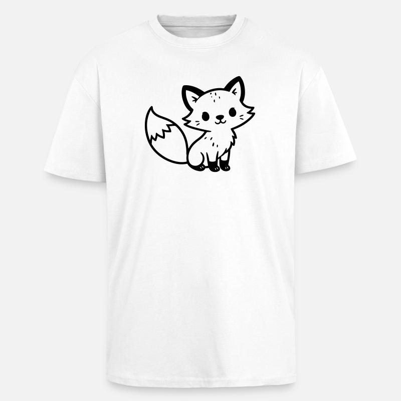 fox cute - Unisex Oversized Heavyweight T-shirt - white