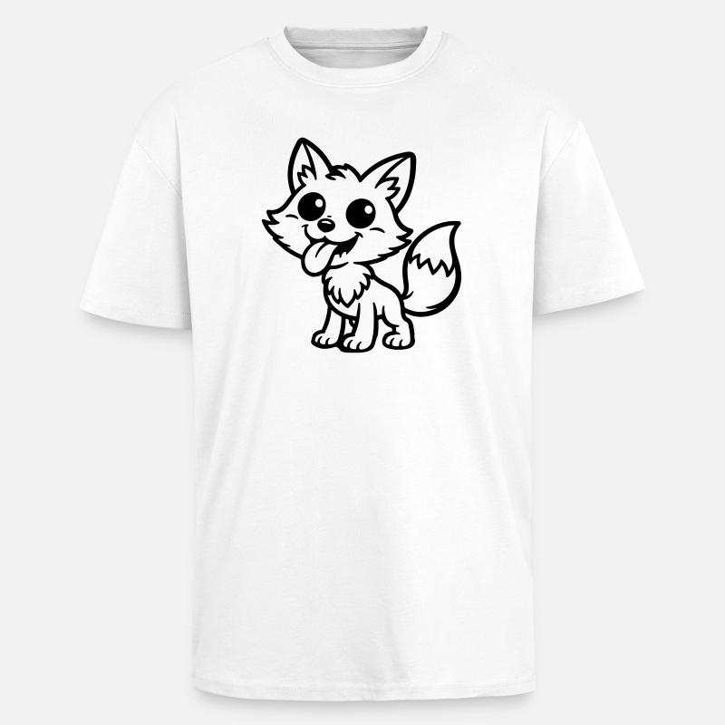 Fuchs Comic Lustig - Oversized Heavyweight Unisex T-Shirt - Weiß