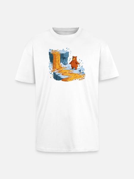 Bär am Lavastrom auf Eis - Unisex Oversized Heavyweight T-shirt - white