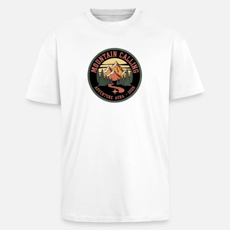 Bergruf Patch: Abenteuer Aura 2026 - Oversized Heavyweight Unisex T-Shirt - Weiß