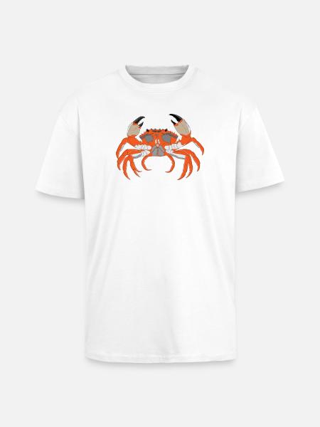 Crab Print - Unisex Oversized Heavyweight T-shirt - white