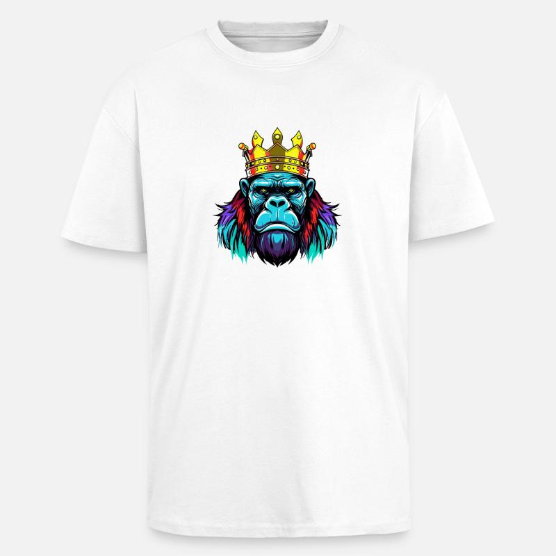 Gorilla Neon Krone - Oversized Heavyweight Unisex T-Shirt - Weiß