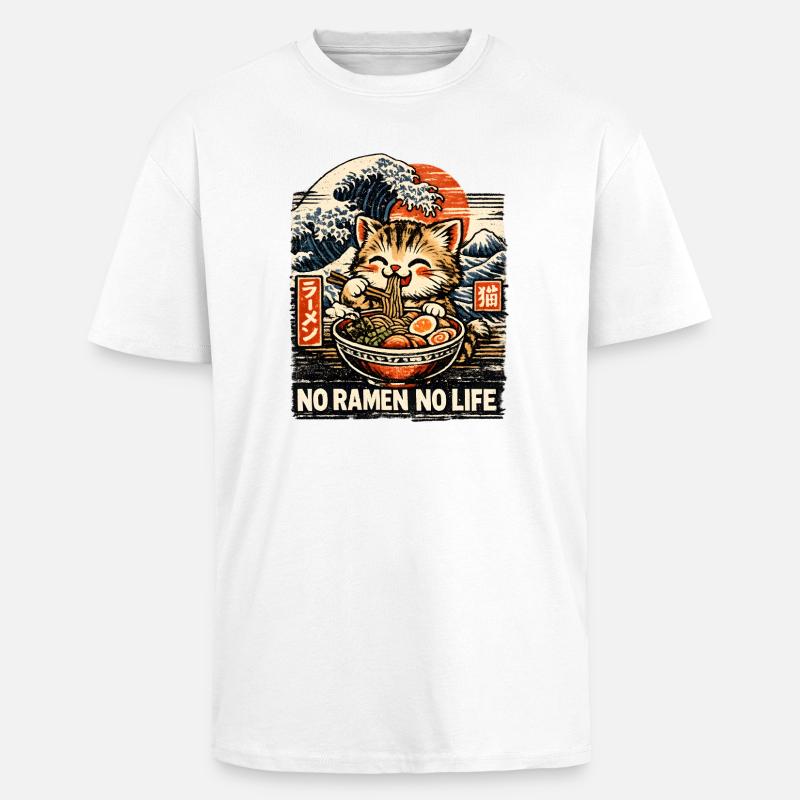 Pas de ramen, pas de vie - T-shirt unisexe oversize épais - blanc