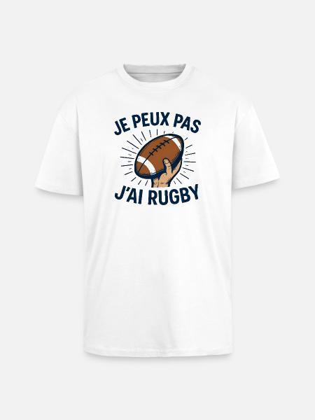 Je peux pas j'ai rugby - T-shirt unisexe oversize épais - blanc