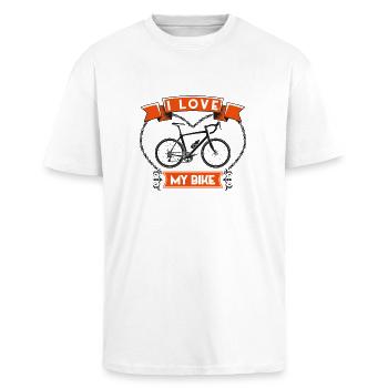 J’aime Mon Vélo – I Love My Bike - Unisex Oversized Heavyweight T-shirt - white - Front - Alina (178cm) & Michal (187cm)