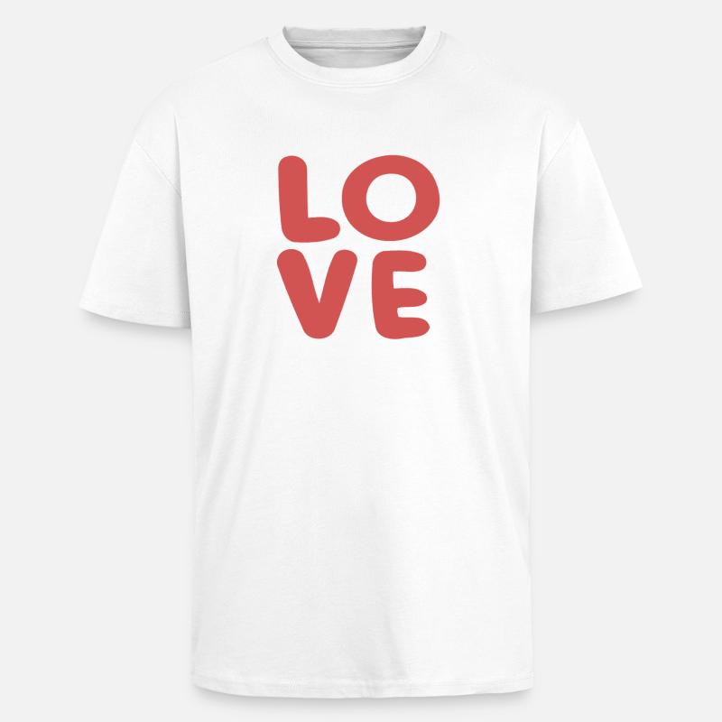 Love Soft Red Typography - Unisex Oversized Heavyweight T-shirt - white