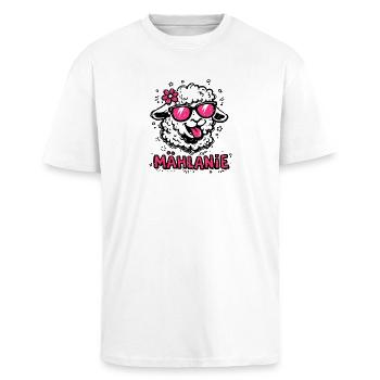Mählanie Lustiges Schaf Namens Geschenk - Oversized Heavyweight Unisex T-Shirt - Weiß - Vorne - Alina (178cm) & Michal (187cm)