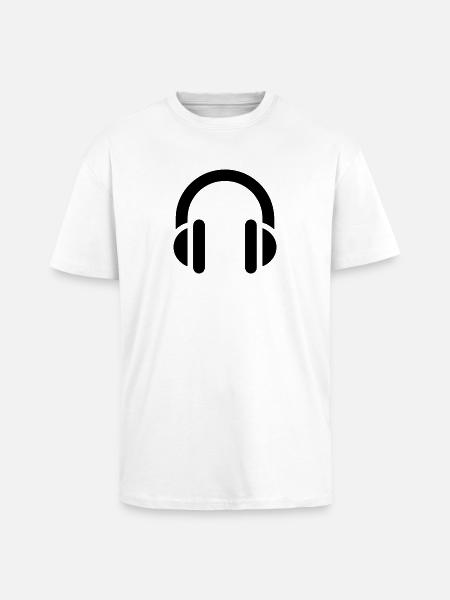 Musik und Rhythmus, Kopfhörer, Logo-Ohrhörer - Oversized Heavyweight Unisex T-Shirt - Weiß