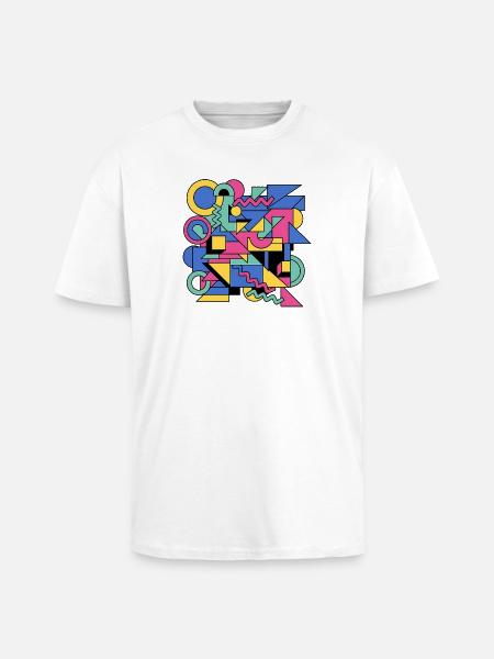 Memphis Geometrie Farbenspiel - Oversized Heavyweight Unisex T-Shirt - Weiß