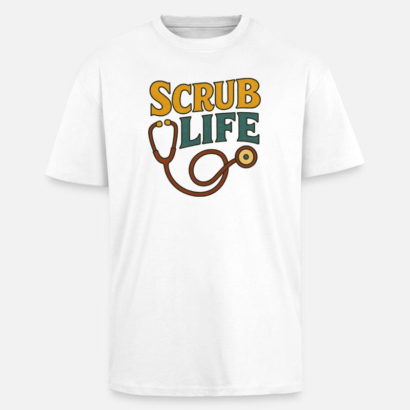 Scrub Life Medizinisches Stethoskop - Oversized Heavyweight Unisex T-Shirt - Weiß