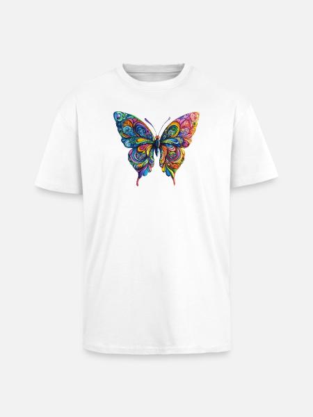 Bunter Farbenschmetterling - Oversized Heavyweight Unisex T-Shirt - Weiß