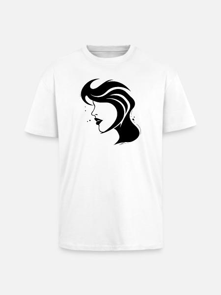 Silhouette Frau - Abstraktes Gesicht - Oversized Heavyweight Unisex T-Shirt - Weiß