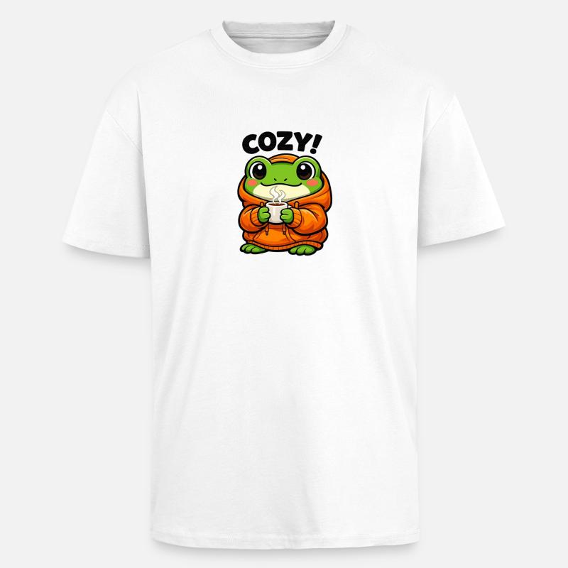 Sweat à capuche Pullover Grenouille Douillet - T-shirt unisexe oversize épais - blanc