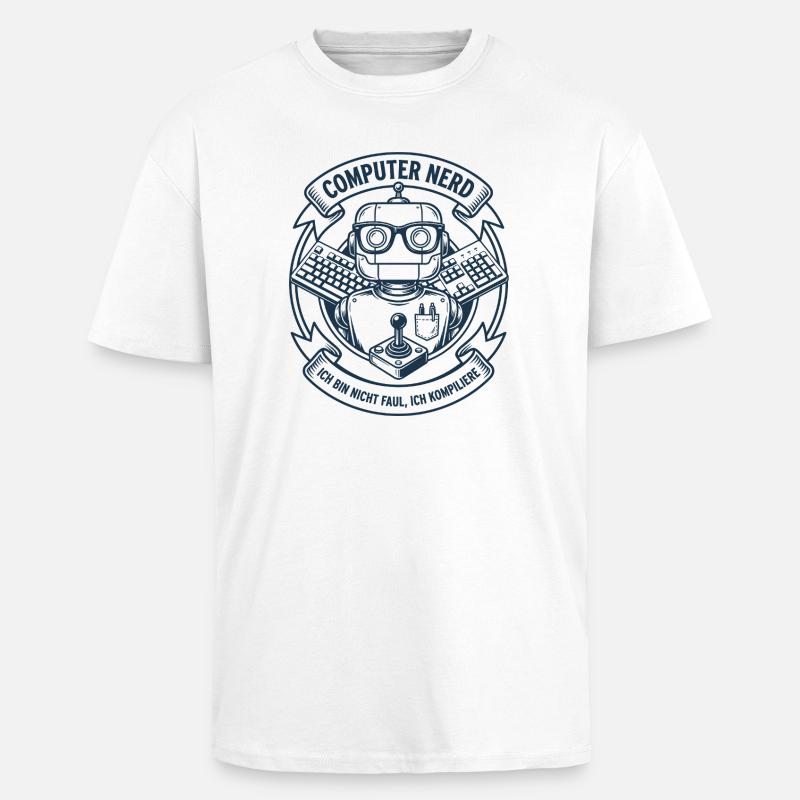 Logo du robot nerd informatique - T-shirt unisexe oversize épais - blanc