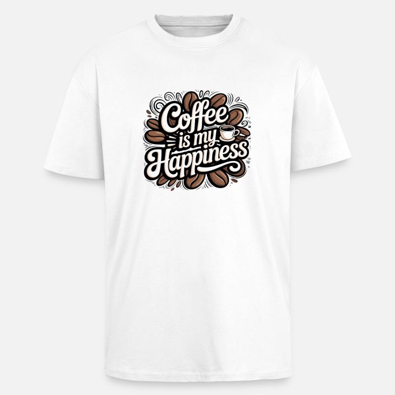 Le café est ma joie - T-shirt unisexe oversize épais - blanc
