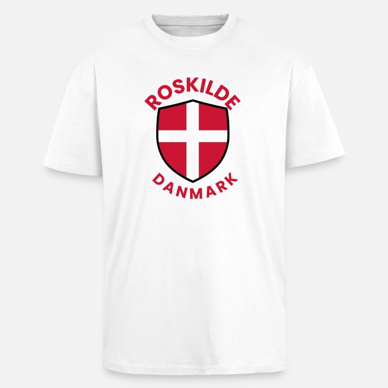 Bouclier du Danemark de Roskilde - T-shirt unisexe oversize épais - blanc