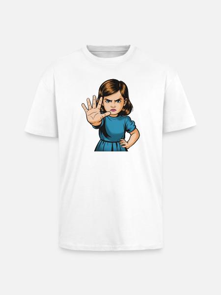 StopGesture Girl Cartoon - Unisex Oversized Heavyweight T-shirt - white