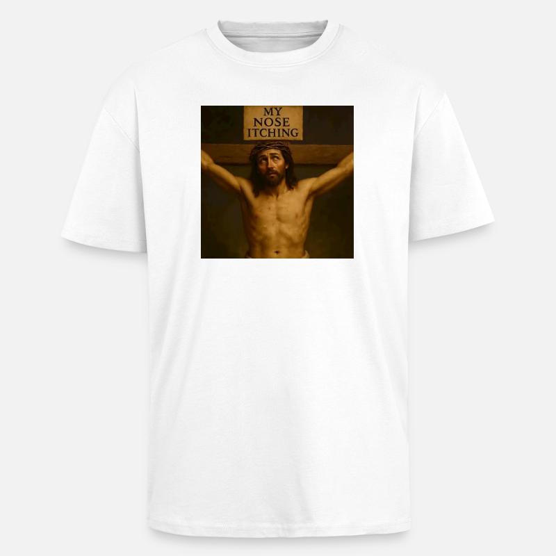 Démangeaisons dans le bas du dos - T-shirt unisexe oversize épais - blanc