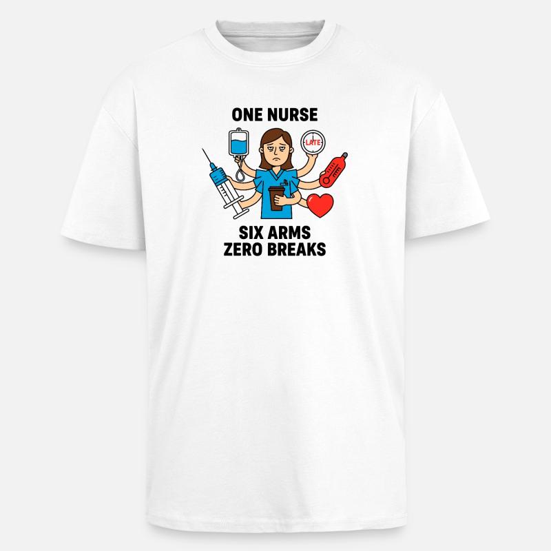 Überfordertes Multitasking-Chaos der Krankenschwester - Oversized Heavyweight Unisex T-Shirt - Weiß