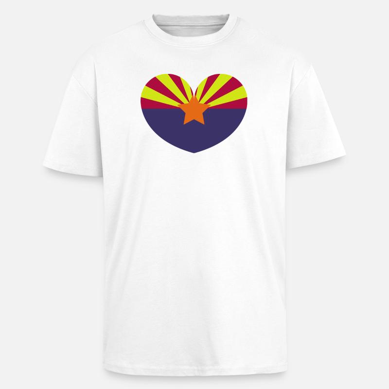 Drapeau du cœur de l’Arizona - T-shirt unisexe oversize épais - blanc