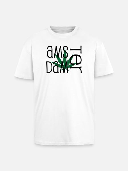 Amsterdam - Cannabis - Weed - Unisex Oversized Heavyweight T-shirt - white
