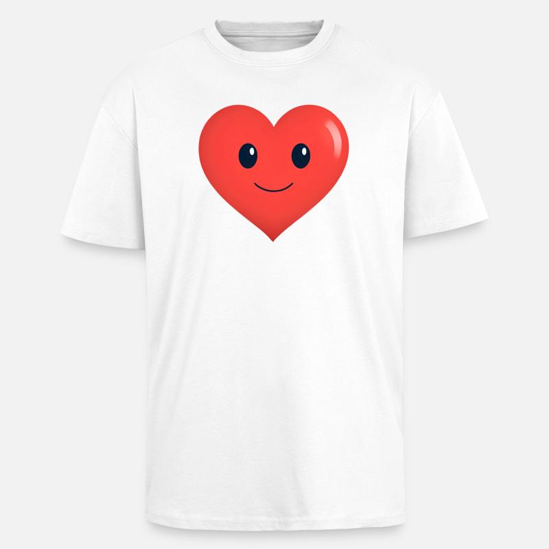 Herz lächelt Form Rot - Oversized Heavyweight Unisex T-Shirt - Weiß