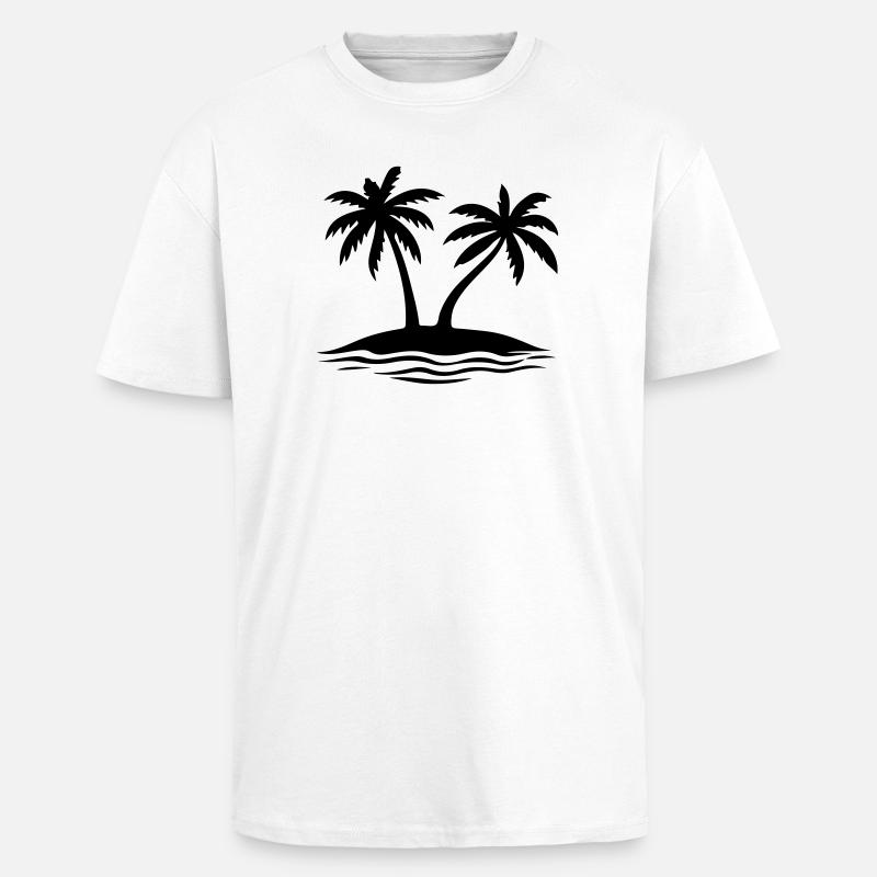 Île de la plage Palm Trees - T-shirt unisexe oversize épais - blanc