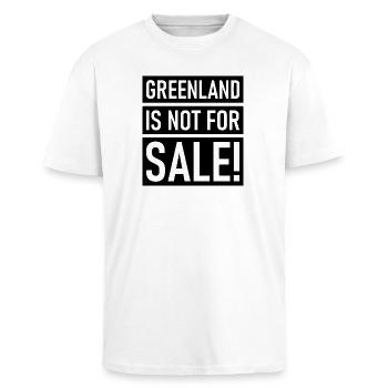 Greenland is not for Sale - Grönland - Dänemark - Oversized Heavyweight Unisex T-Shirt - Weiß - Vorne - Alina (178cm) & Michal (187cm)