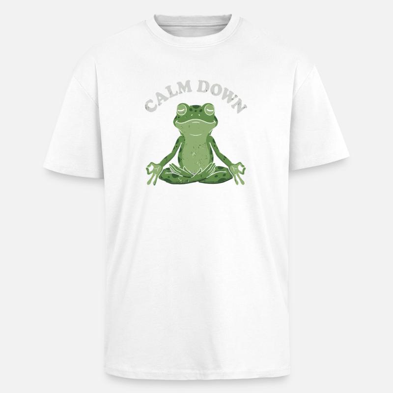 Little Toad Meditation Pose - Unisex Oversized Heavyweight T-shirt - white